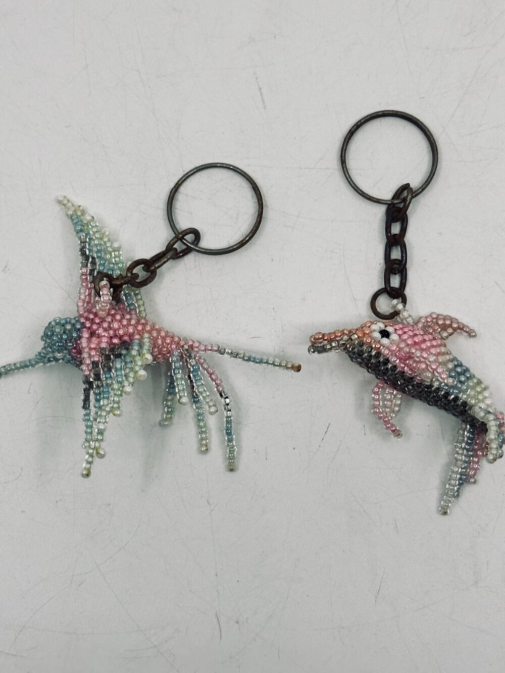 Huichol Beaded Hummingbird Keychains - Set of 2 - Picture 2 of 4